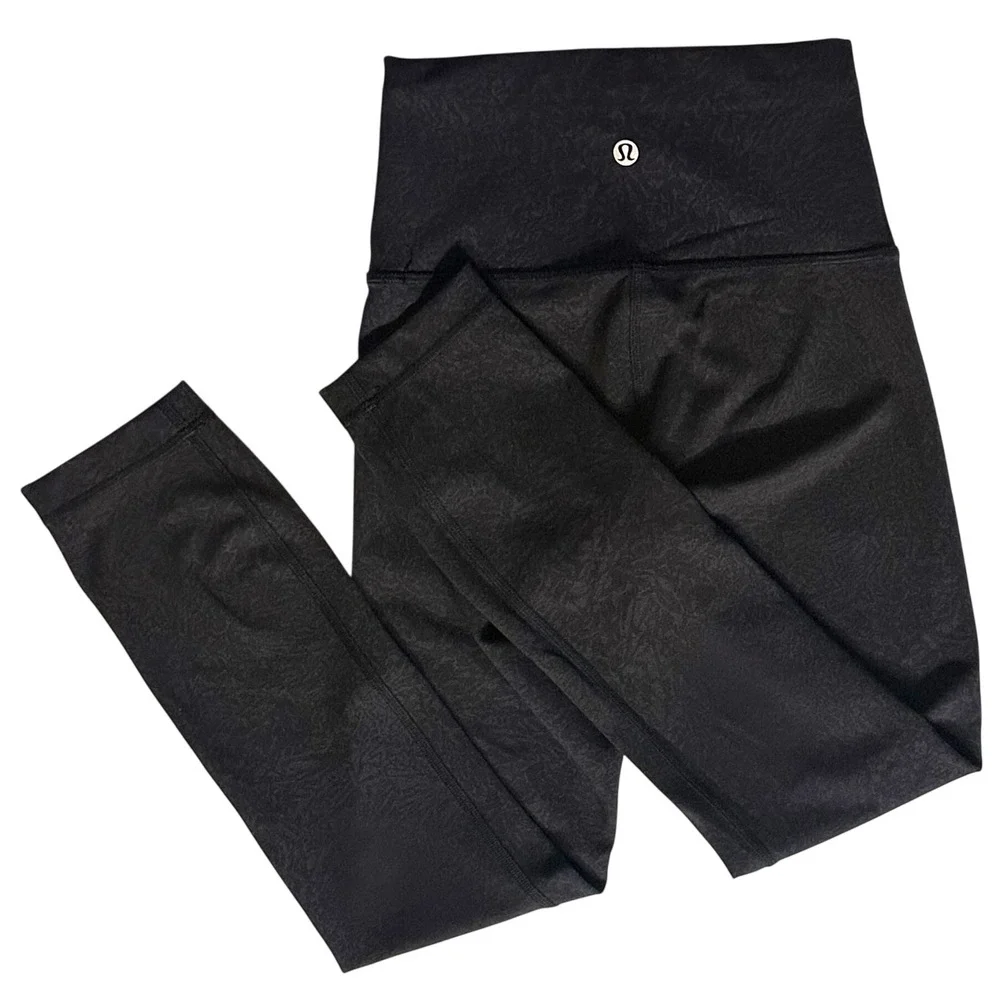 Crunch Black Lululemon Wunder Train High-Rise Crop 23